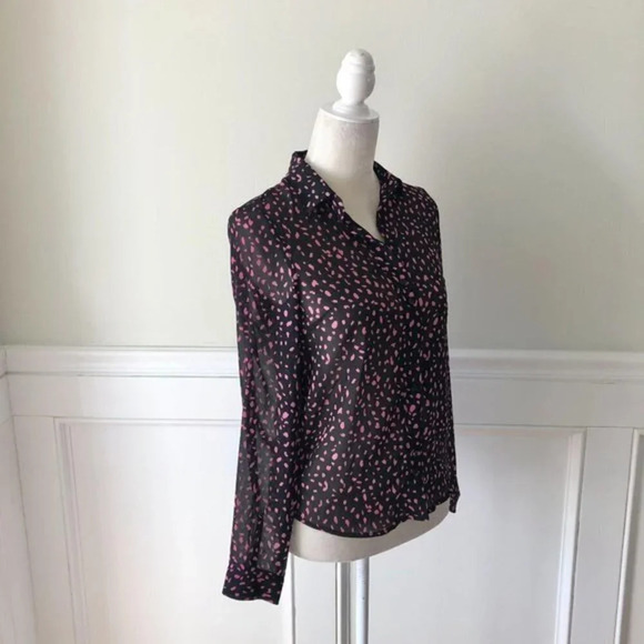 Divided H&M Long Sleeve Pink Leopard Print Top 0 - Picture 2 of 4